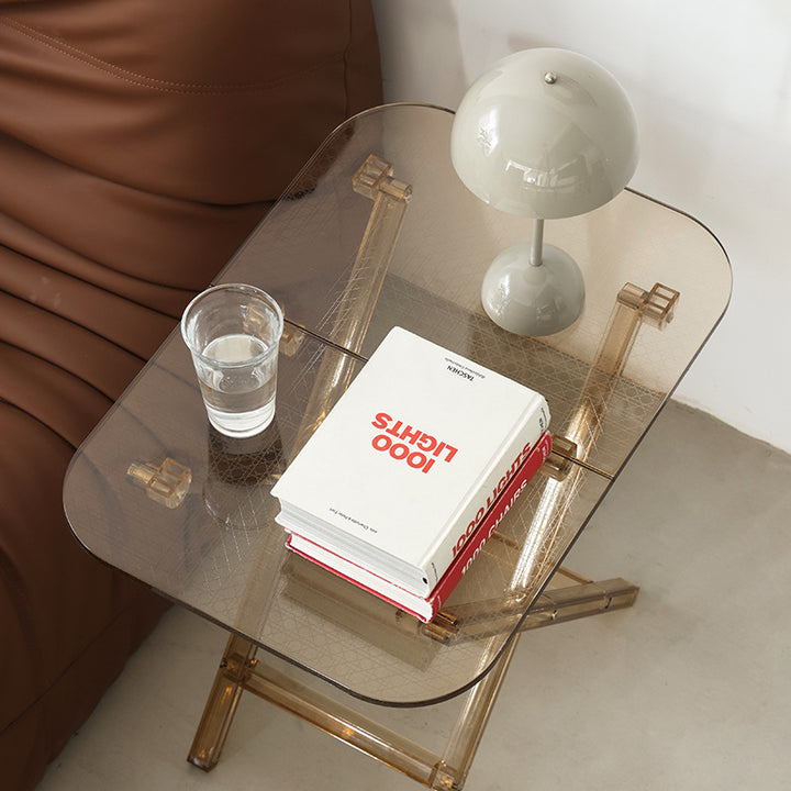 Modern Simplicity Square Foldable Transparent Full PC Side Table 1 - Tier For Living Room