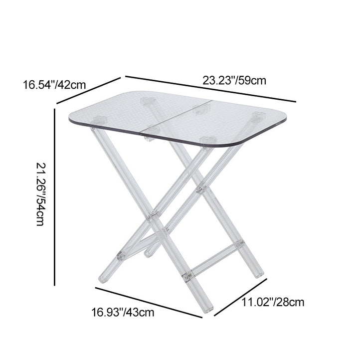 Modern Simplicity Square Foldable Transparent Full PC Side Table 1 - Tier For Living Room