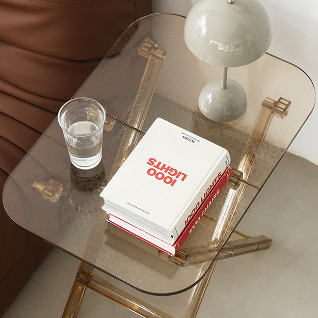 Modern Simplicity Square Foldable Transparent Full PC Side Table 1 - Tier For Living Room