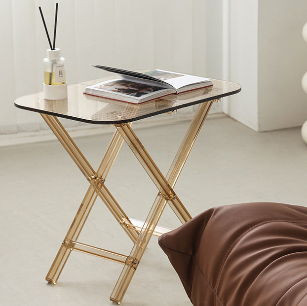 Modern Simplicity Square Foldable Transparent Full PC Side Table 1 - Tier For Living Room