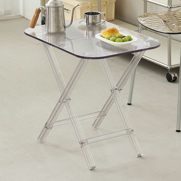 Modern Simplicity Square Foldable Transparent Full PC Side Table 1 - Tier For Living Room
