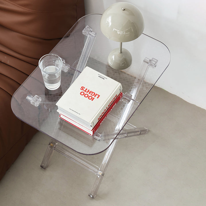 Modern Simplicity Square Foldable Transparent Full PC Side Table 1 - Tier For Living Room