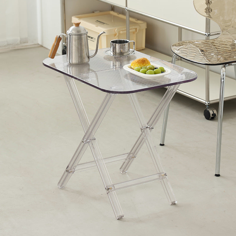 Modern Simplicity Square Foldable Transparent Full PC Side Table 1 - Tier For Living Room
