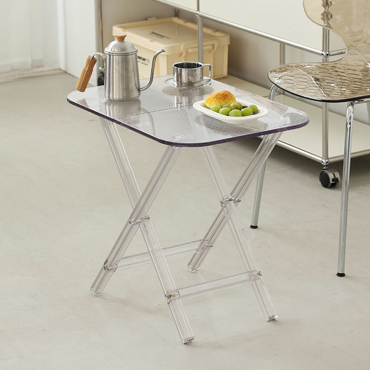 Modern Simplicity Square Foldable Transparent Full PC Side Table 1 - Tier For Living Room