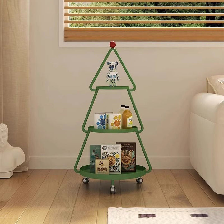 Mesa auxiliar de hierro completa de árbol de Navidad creativo contemporáneo de 3 niveles para sala de estar 