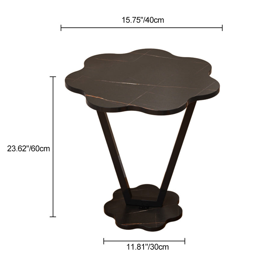 Contemporary Simplicity Flowers Medium Density Fiberboard Iron Side Table 2 - Tier For Bedroom