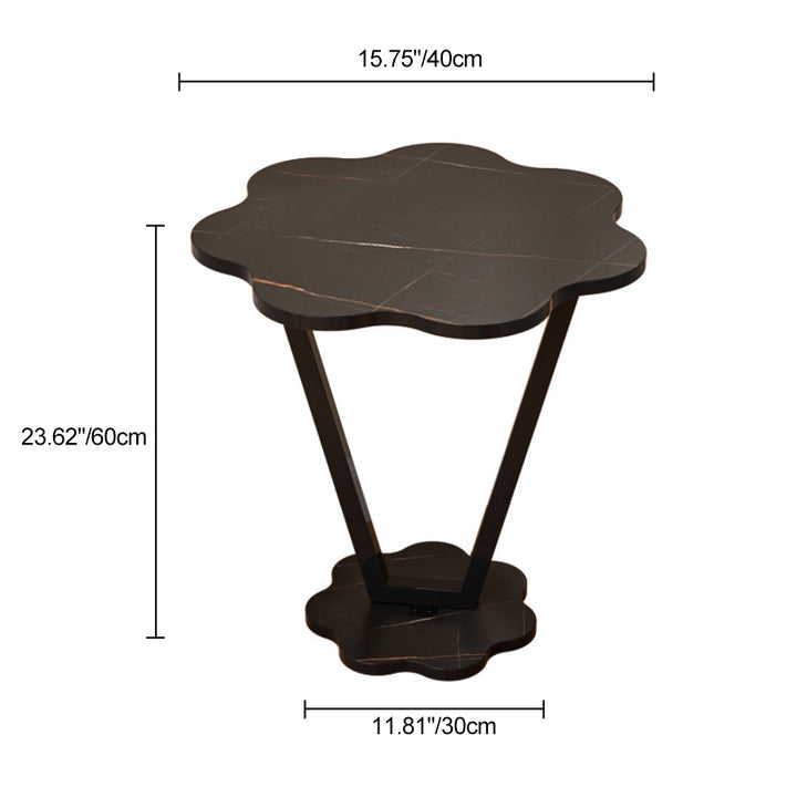 Contemporary Simplicity Flowers Medium Density Fiberboard Iron Side Table 2 - Tier For Bedroom
