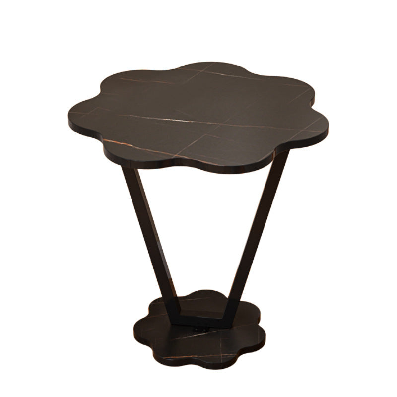 Contemporary Simplicity Flowers Medium Density Fiberboard Iron Side Table 2 - Tier For Bedroom