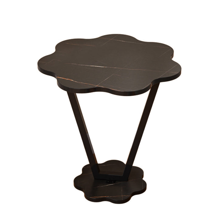 Contemporary Simplicity Flowers Medium Density Fiberboard Iron Side Table 2 - Tier For Bedroom