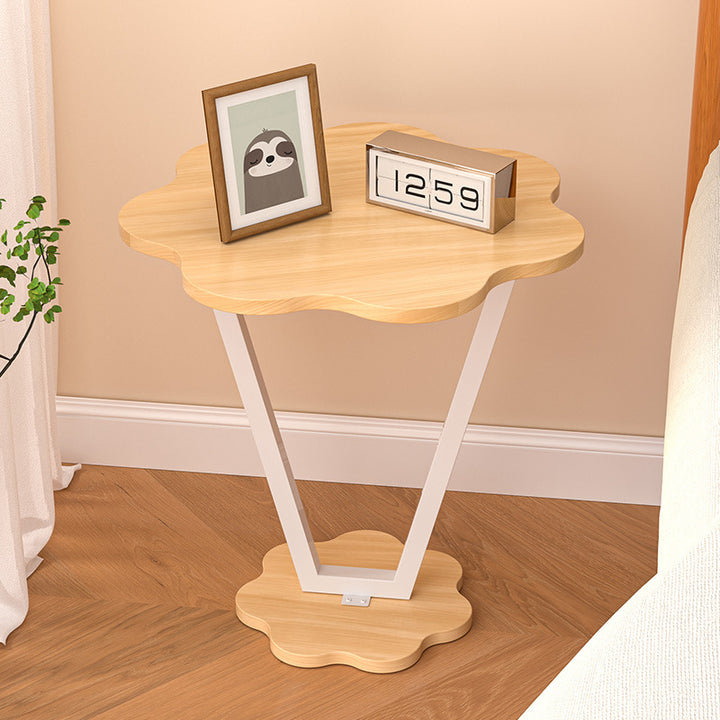 Contemporary Simplicity Flowers Medium Density Fiberboard Iron Side Table 2 - Tier For Bedroom
