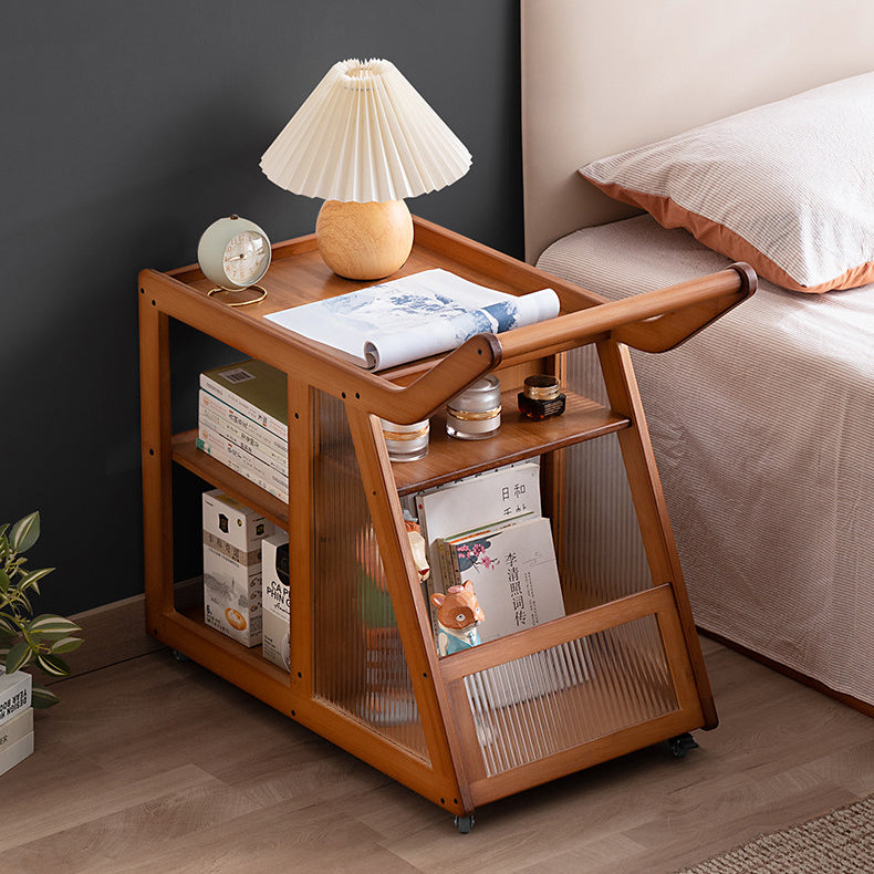 Contemporary Simplicity Right-angled Trapezoid Bamboo Acrylic Side Table 3 - Tier For Living Room