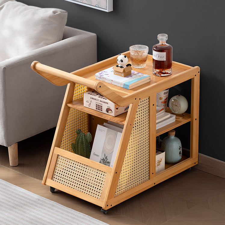 Contemporary Simplicity Right-angled Trapezoid Bamboo Acrylic Side Table 3 - Tier For Living Room