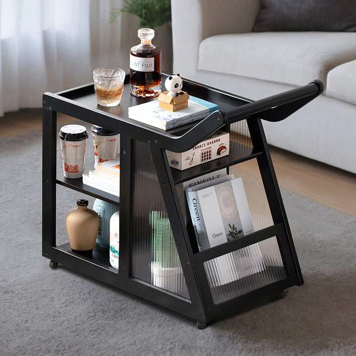 Contemporary Simplicity Right-angled Trapezoid Bamboo Acrylic Side Table 3 - Tier For Living Room