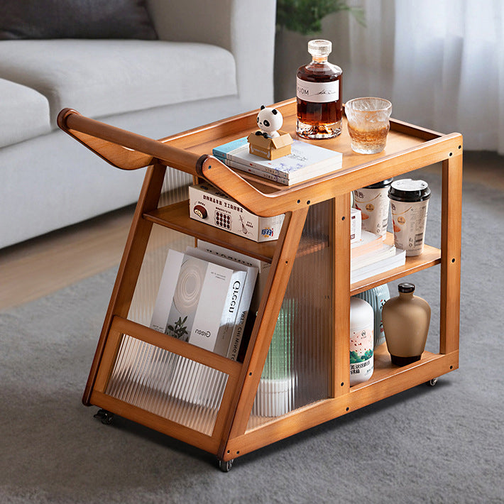 Contemporary Simplicity Right-angled Trapezoid Bamboo Acrylic Side Table 3 - Tier For Living Room