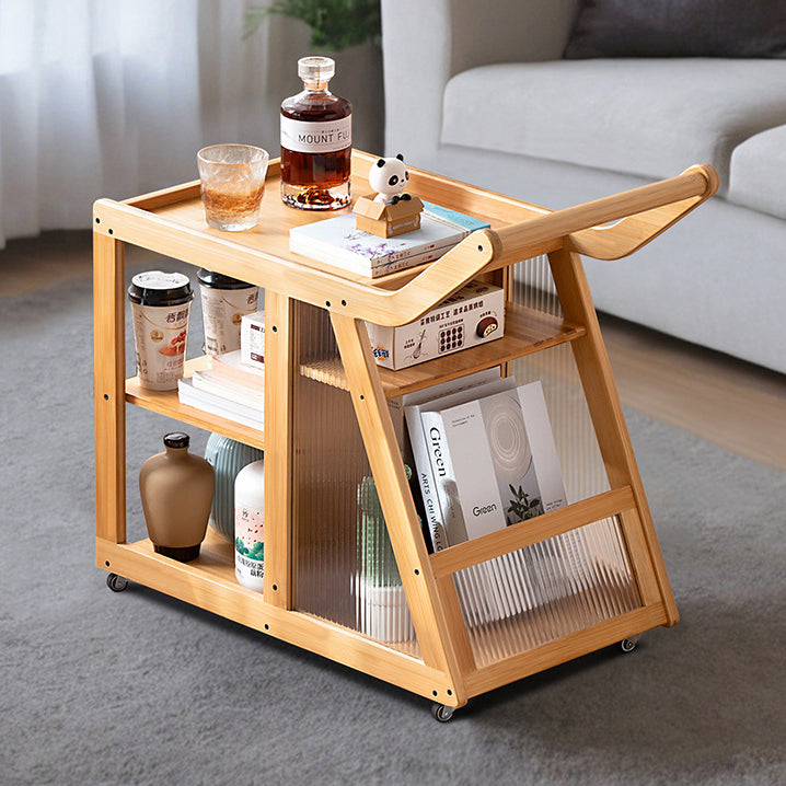 Contemporary Simplicity Right-angled Trapezoid Bamboo Acrylic Side Table 3 - Tier For Living Room