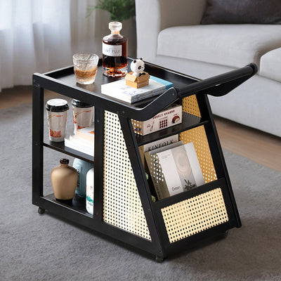 Contemporary Simplicity Right-angled Trapezoid Bamboo Acrylic Side Table 3 - Tier For Living Room