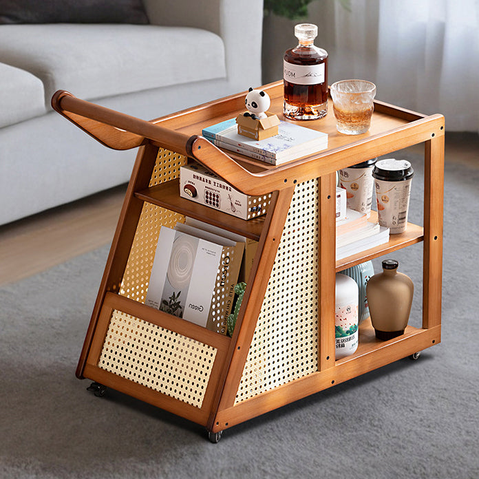 Contemporary Simplicity Right-angled Trapezoid Bamboo Acrylic Side Table 3 - Tier For Living Room