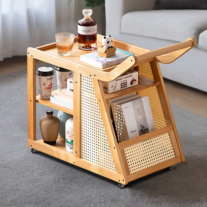 Contemporary Simplicity Right-angled Trapezoid Bamboo Acrylic Side Table 3 - Tier For Living Room