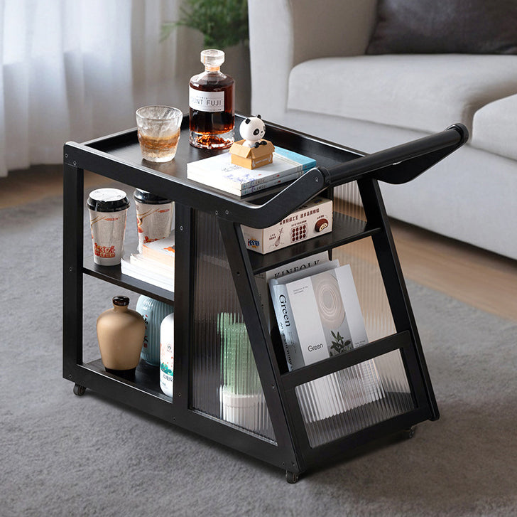 Contemporary Simplicity Right-angled Trapezoid Bamboo Acrylic Side Table 3 - Tier For Living Room