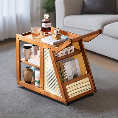Contemporary Simplicity Right-angled Trapezoid Bamboo Acrylic Side Table 3 - Tier For Living Room