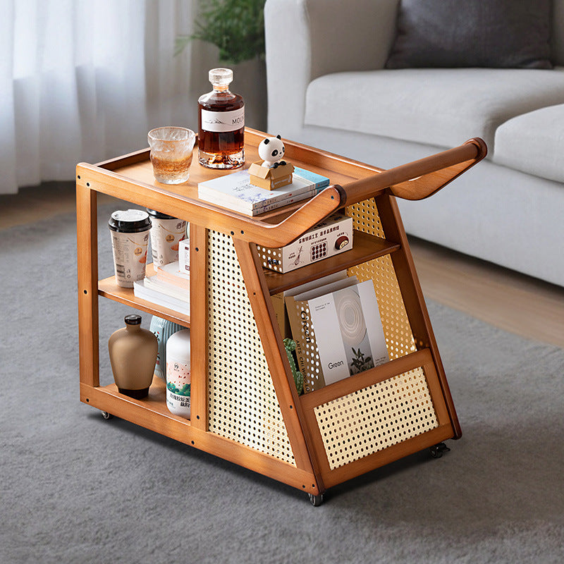 Contemporary Simplicity Right-angled Trapezoid Bamboo Acrylic Side Table 3 - Tier For Living Room