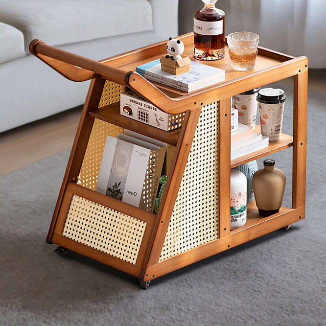 Contemporary Simplicity Right-angled Trapezoid Bamboo Acrylic Side Table 3 - Tier For Living Room