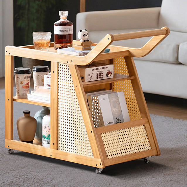 Contemporary Simplicity Right-angled Trapezoid Bamboo Acrylic Side Table 3 - Tier For Living Room