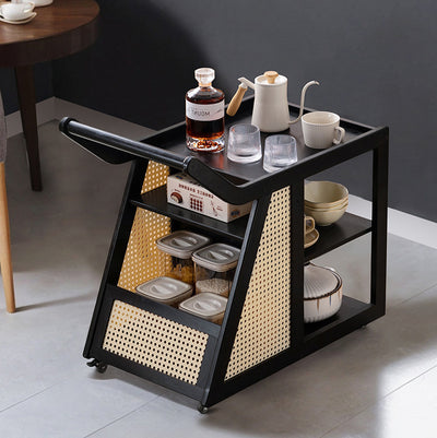Contemporary Simplicity Right-angled Trapezoid Bamboo Acrylic Side Table 3 - Tier For Living Room