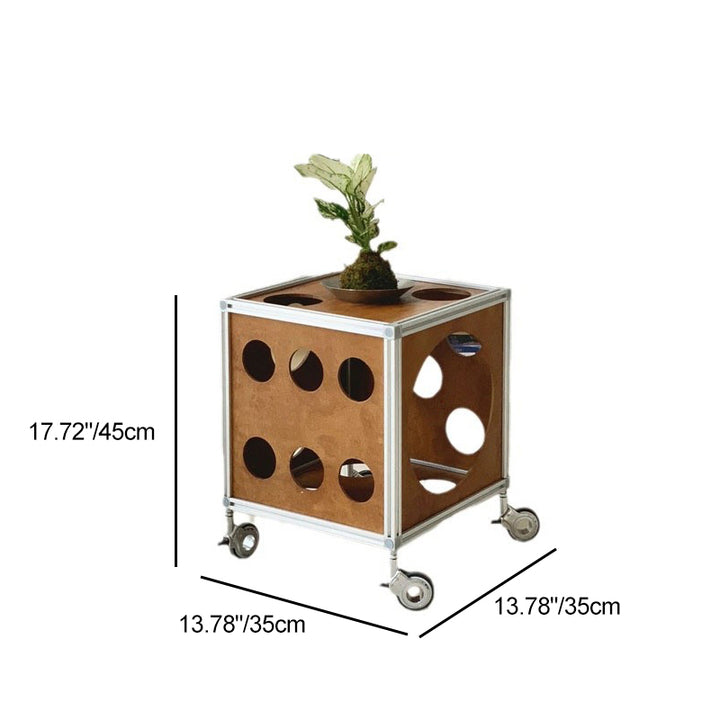 Table d'appoint carrée contemporaine avec trou en cube en bois massif 1 - Rangement pour le salon 