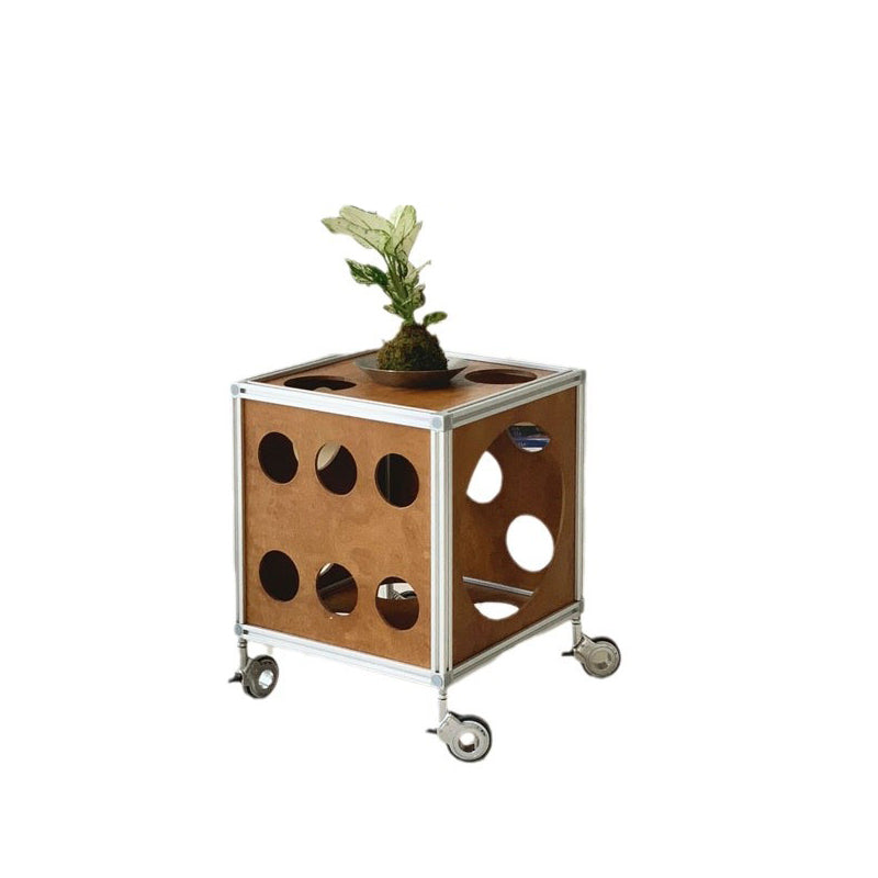 Contemporary Creative Square Cube Hole Solid Wood Side Table 1 - Storage For Living Room