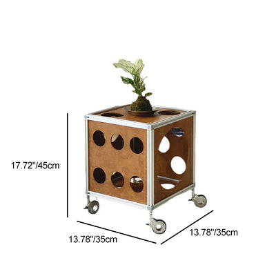 Contemporary Creative Square Cube Hole Solid Wood Side Table 1 - Storage For Living Room