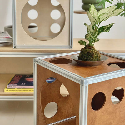 Contemporary Creative Square Cube Hole Solid Wood Side Table 1 - Storage For Living Room