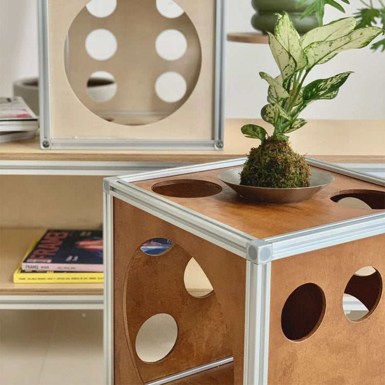 Contemporary Creative Square Cube Hole Solid Wood Side Table 1 - Storage For Living Room