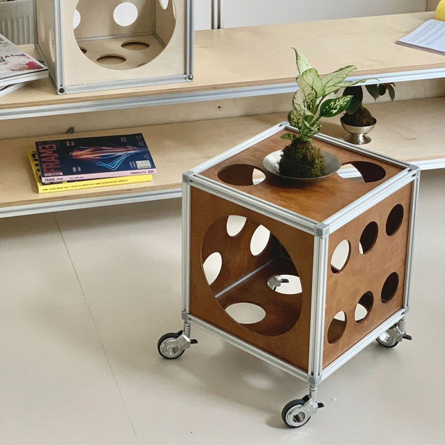 Contemporary Creative Square Cube Hole Solid Wood Side Table 1 - Storage For Living Room