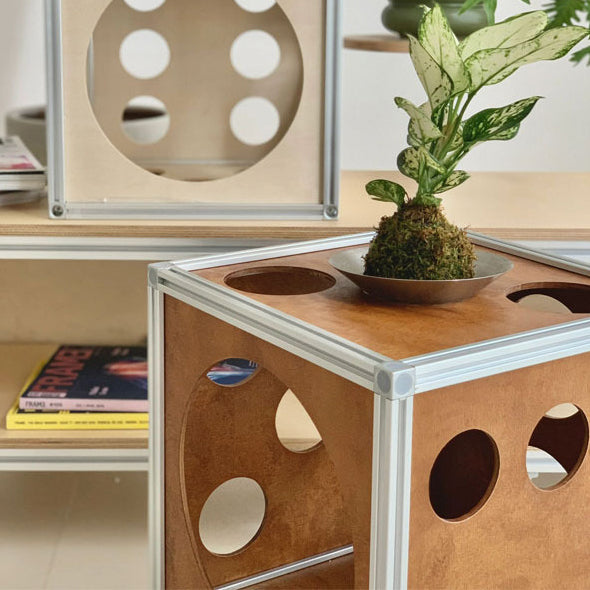 Contemporary Creative Square Cube Hole Solid Wood Side Table 1 - Storage For Living Room
