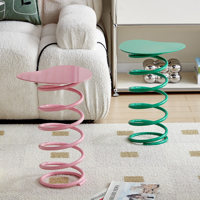 Contemporary Creative Spring Shape Full Iron Side Table 1 - Tier For Living Room