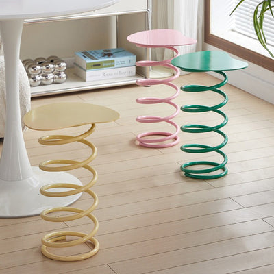 Contemporary Creative Spring Shape Full Iron Side Table 1 - Tier For Living Room