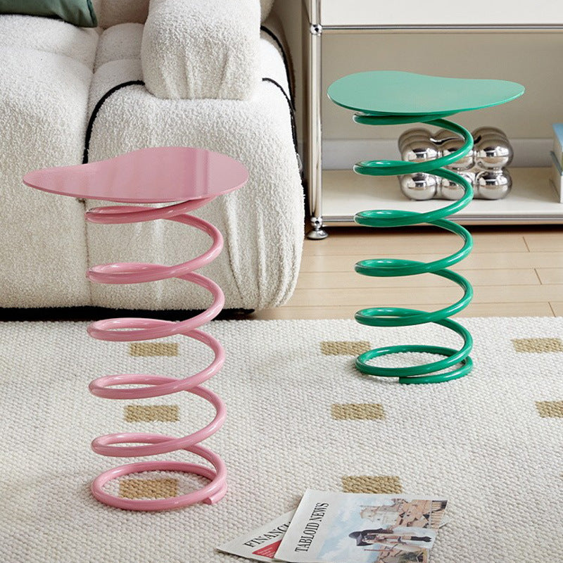 Contemporary Creative Spring Shape Full Iron Side Table 1 - Tier For Living Room