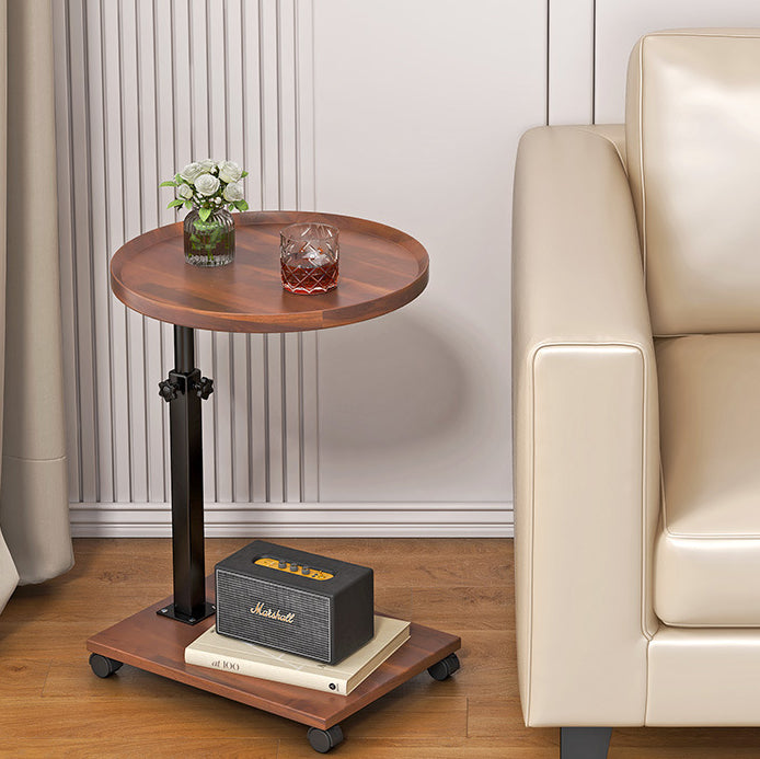 Contemporary Nordic Round Square Height Adjustable Density Board Iron Side Table 2 - Tier For Living Room
