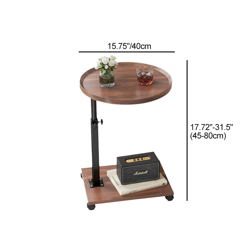 Contemporary Nordic Round Square Height Adjustable Density Board Iron Side Table 2 - Tier For Living Room