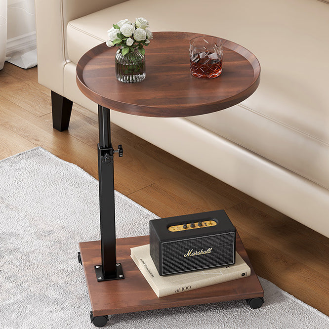 Contemporary Nordic Round Square Height Adjustable Density Board Iron Side Table 2 - Tier For Living Room