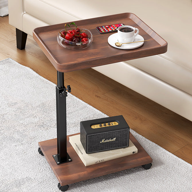 Contemporary Nordic Round Square Height Adjustable Density Board Iron Side Table 2 - Tier For Living Room
