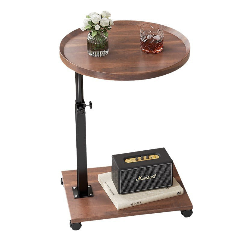 Contemporary Nordic Round Square Height Adjustable Density Board Iron Side Table 2 - Tier For Living Room