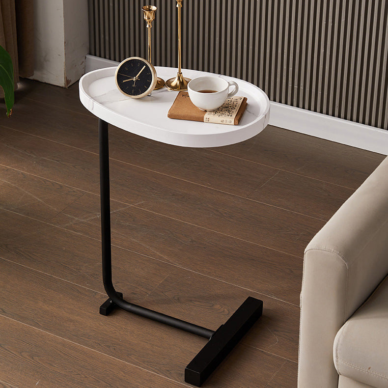 Contemporary Nordic Water Drop Shape Geometry Density Board Iron Side Table 1 - Tier For Living Room