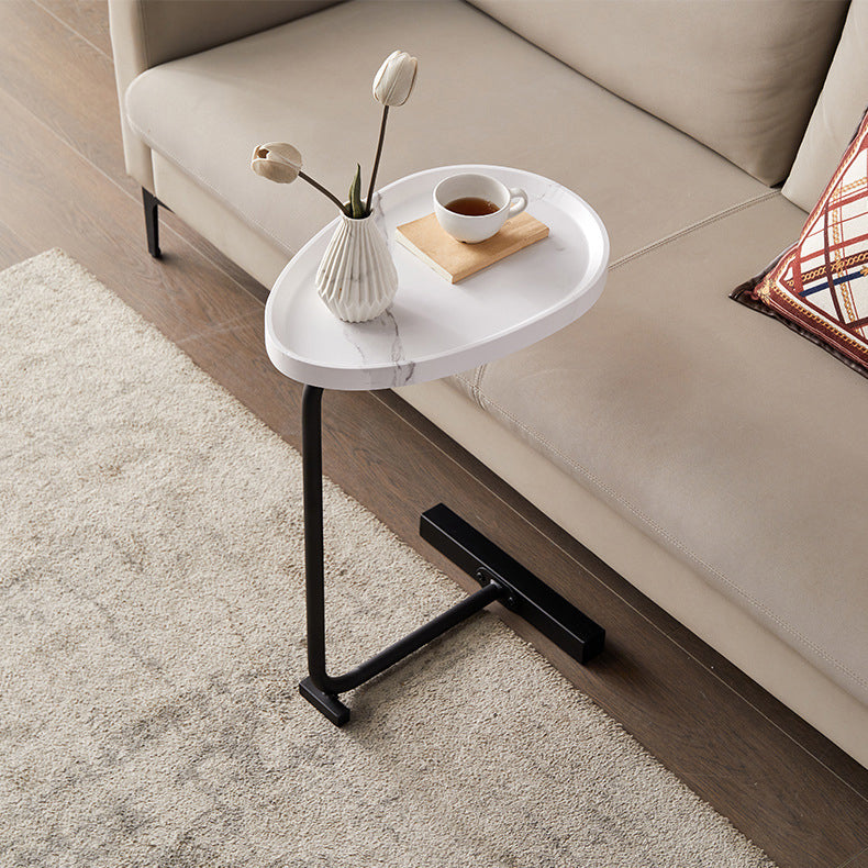 Contemporary Nordic Water Drop Shape Geometry Density Board Iron Side Table 1 - Tier For Living Room
