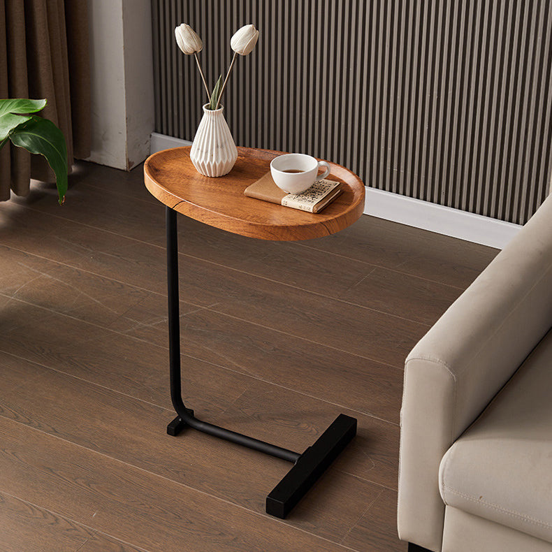 Contemporary Nordic Water Drop Shape Geometry Density Board Iron Side Table 1 - Tier For Living Room