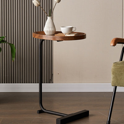 Contemporary Nordic Water Drop Shape Geometry Density Board Iron Side Table 1 - Tier For Living Room