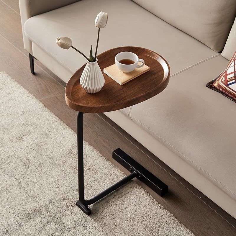Contemporary Nordic Water Drop Shape Geometry Density Board Iron Side Table 1 - Tier For Living Room