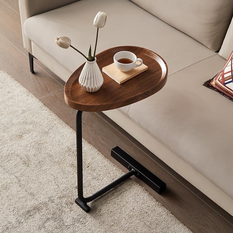 Contemporary Nordic Water Drop Shape Geometry Density Board Iron Side Table 1 - Tier For Living Room