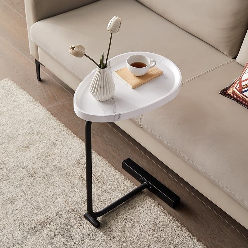 Contemporary Nordic Water Drop Shape Geometry Density Board Iron Side Table 1 - Tier For Living Room